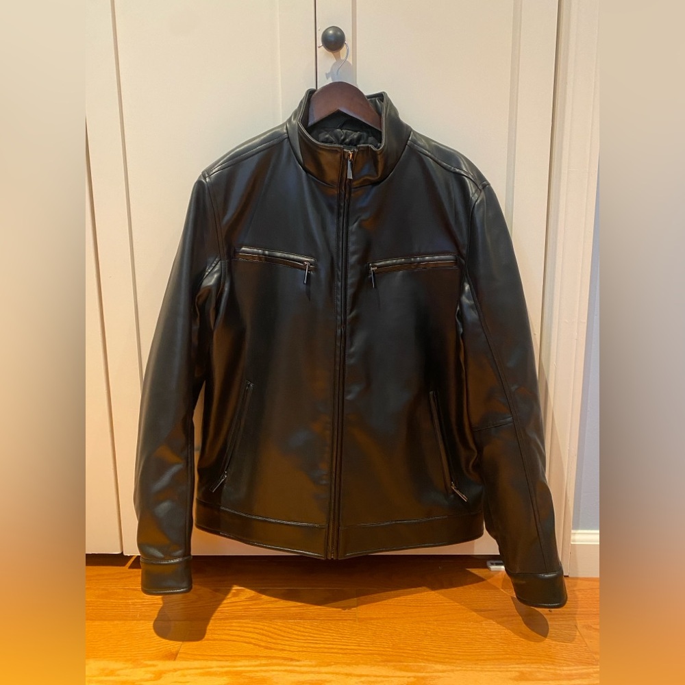 London Fog Faux Leather Moto Jacket Medium